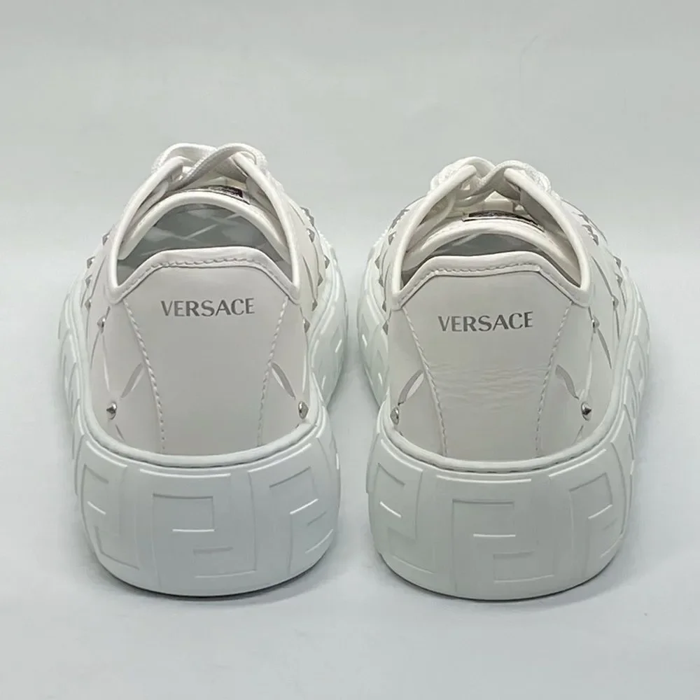 Versace Laser-Cut Low-Top Leather Sneakers size 42/us size 9